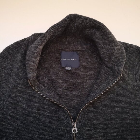 American Eagle Men's Size XS Full Zip Dark Grey Sweater - Picture 4 of 13